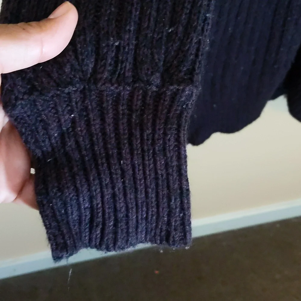 GeorgelPurple Turtleneck Sweater Dress With Cold Shouldered Sleeve Acrylic Blend - Picture 5 of 14